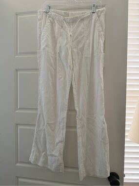 Bella Dahl White Lightweight Drawstring Pants - size small